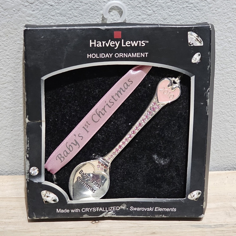 Christmas Tree Ornament Baby Girls 1st Year 2010 Spoon Harvey Lewis w/ Swarvoski